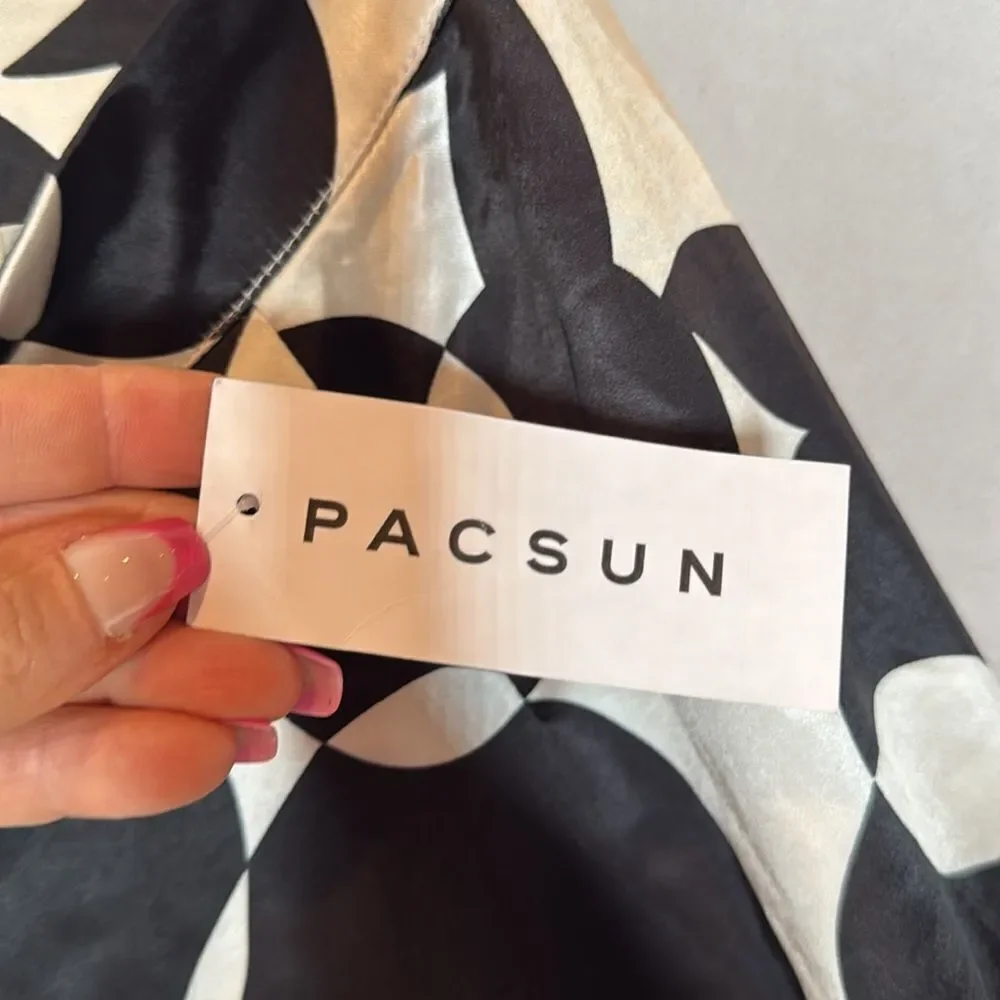 PacSun Y2K Ryan‎ Destiny Black And White Satin Abstract Pants. Size Small.